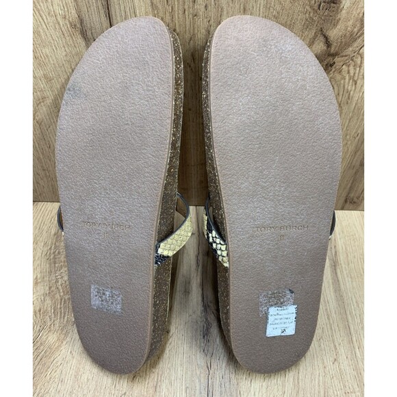 Tory Burch Miller Cloud Snake Print  Thong Sandals Shoes Cork Flip Flops Size 11 - Picture 5 of 15